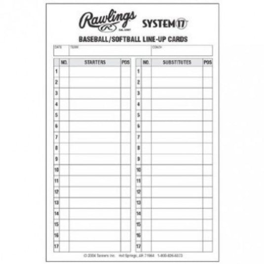 Tarjetas de Alineacion Rawlings Estuche +30 tarjetas Line Up