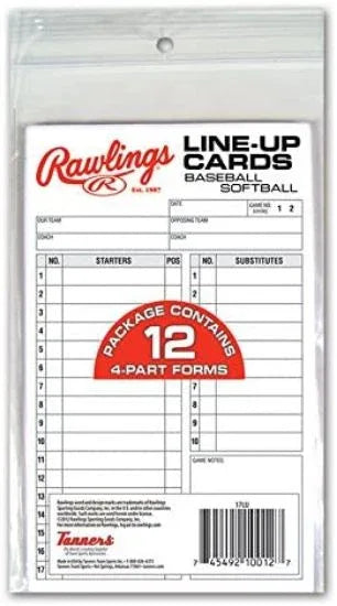 Tarjetas de Alineación Rawlings System 17 (12 unidades) - Tinino Baseball & Sports