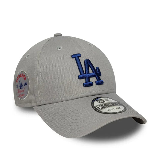 Gorra LA Dodgers MLB Side Patch 9FORTY Gris - Tinino Baseball & Sports