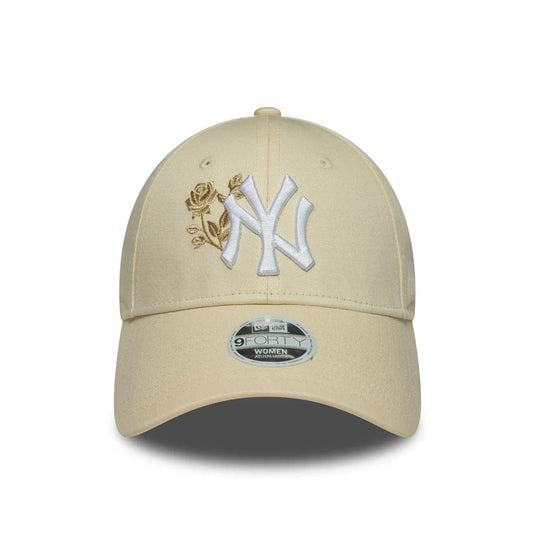 Gorra New York Yankees MLB Rose 9FORTY Mujer Crema - Tinino Baseball & Sports