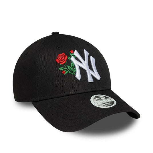 Gorra New York Yankees MLB Rose 9FORTY Mujer Negra - Tinino Baseball & Sports