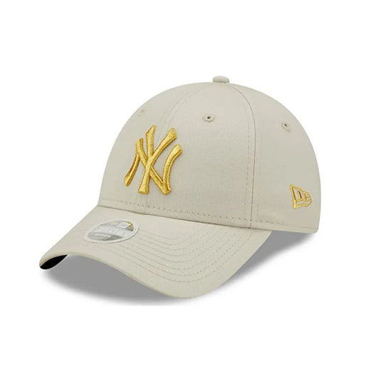 Gorra New Era New York Yankees Metallic Logo 9FORTY Beige Mujer - Tinino Baseball & Sports
